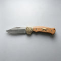 T-05 Folding Knife – Cat Motif, Copper & Wood