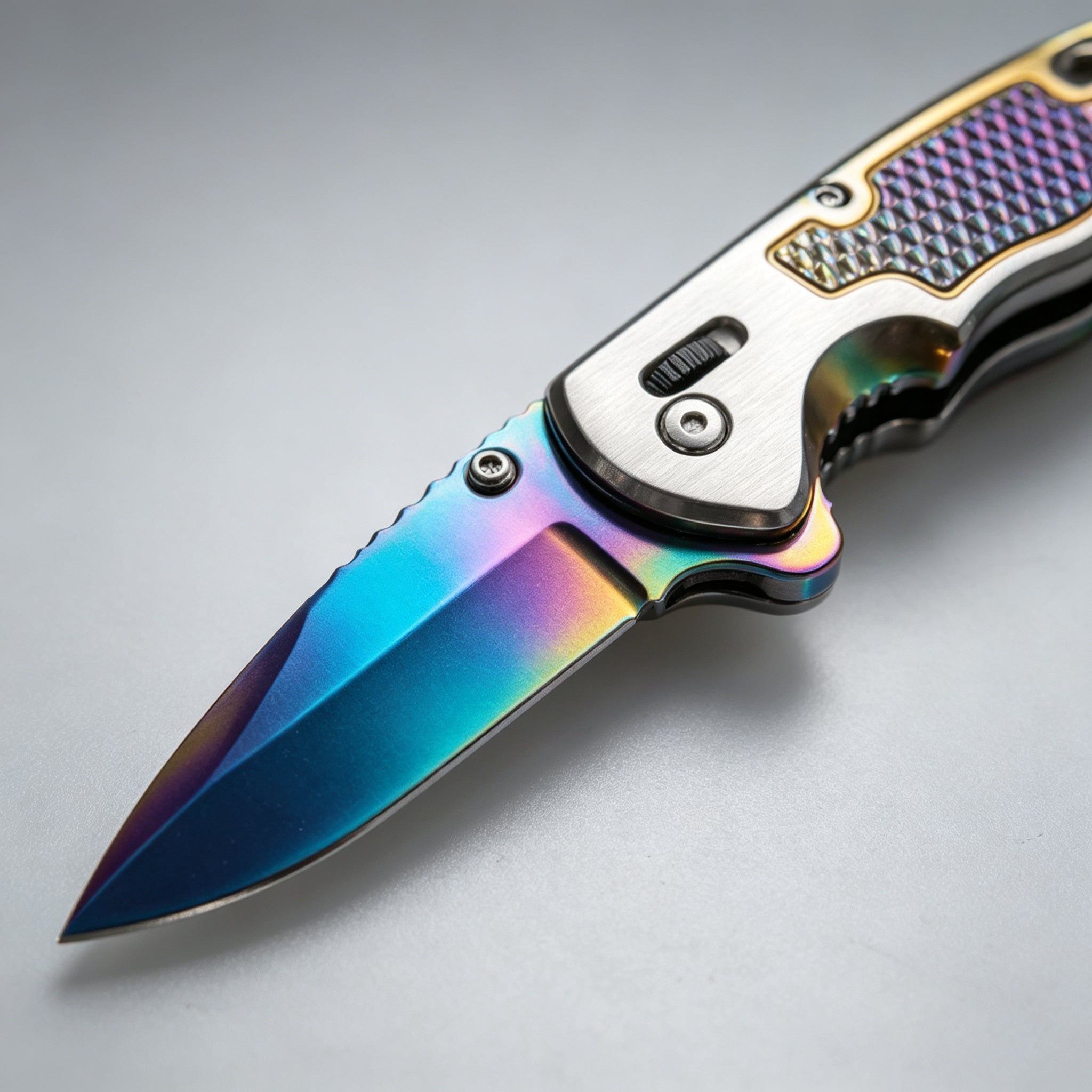 PH07 Folding Knife – Rainbow Titanium