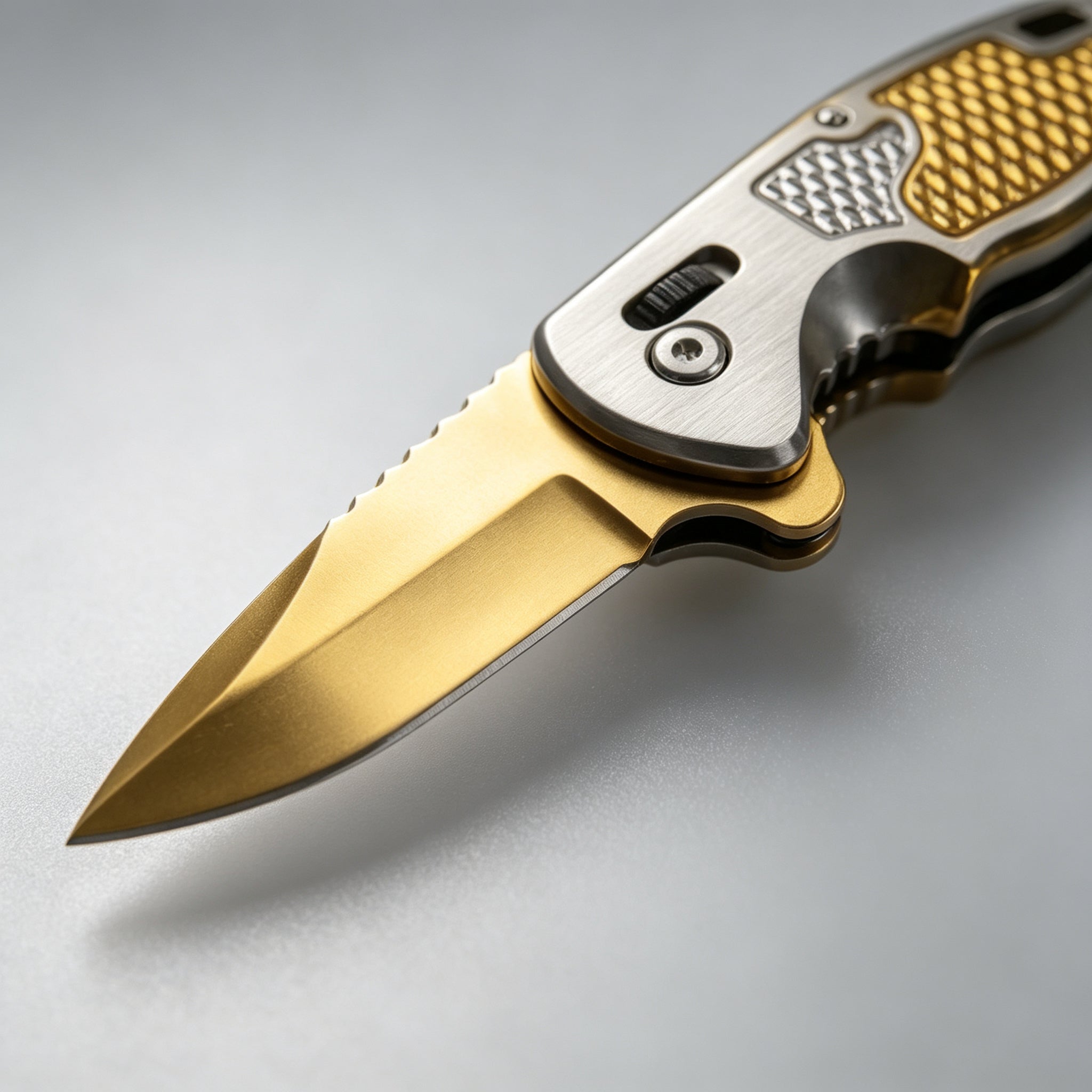 PH05 Folding Knife – Gold Titanium