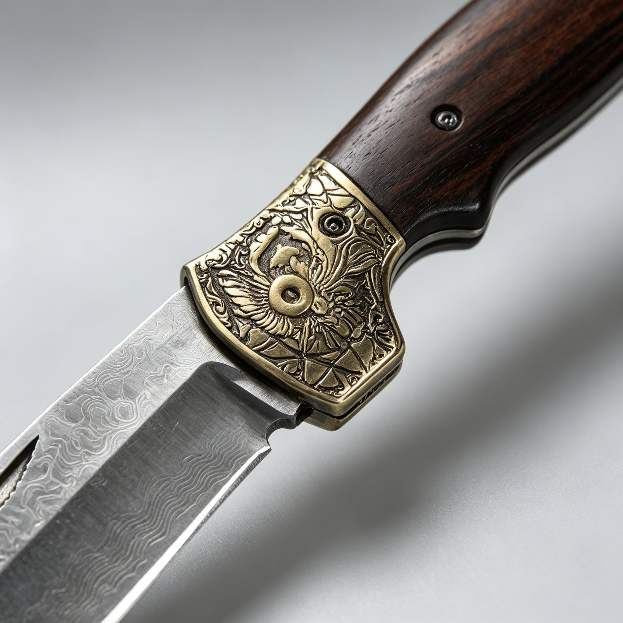 T-04 Folding Knife – 9Cr13, Copper & Wood